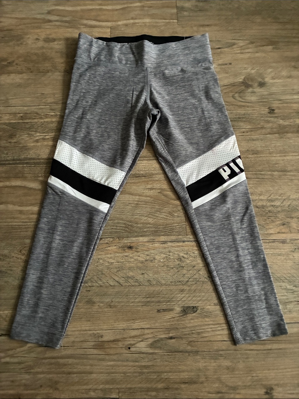 PINK Victoria's Secret Grey Leggings with Black & White Panels